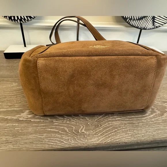 NWT Coach Hadley Turnlock Brown Suede Tote Bag - Picture 7 of 11